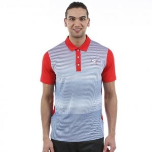 Puma Golf Brushstripe Polo Golfpikee Punainen / Sininen