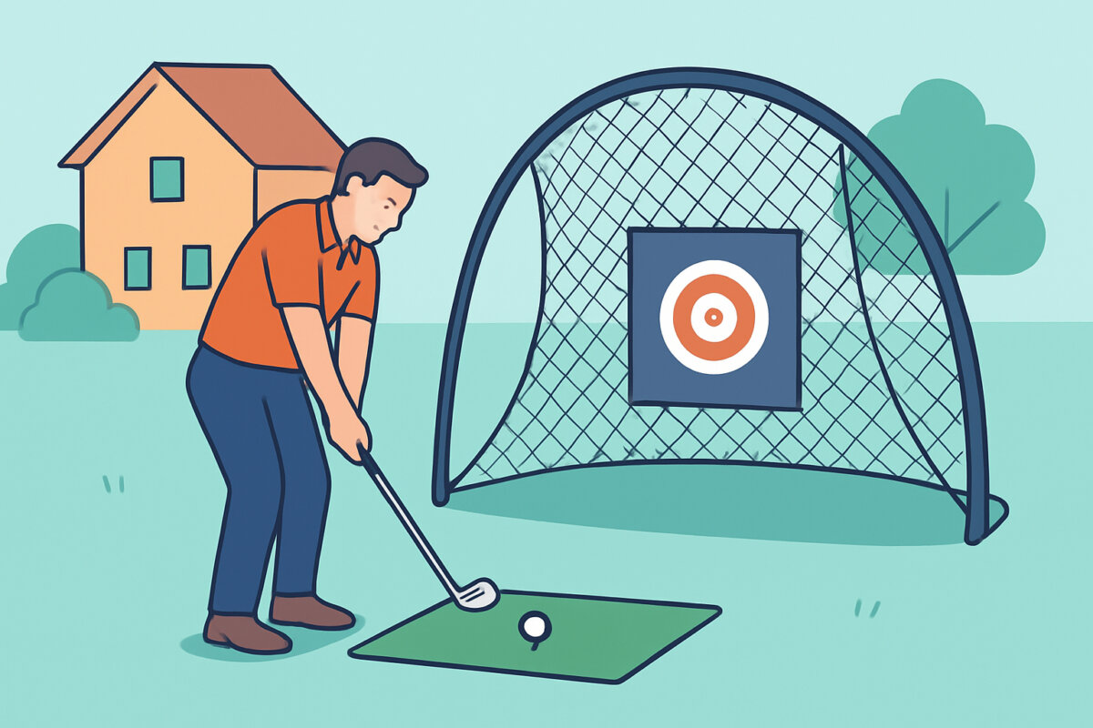 Golfin lyöntiharjoittelu kotipihassa – verkot ja matot